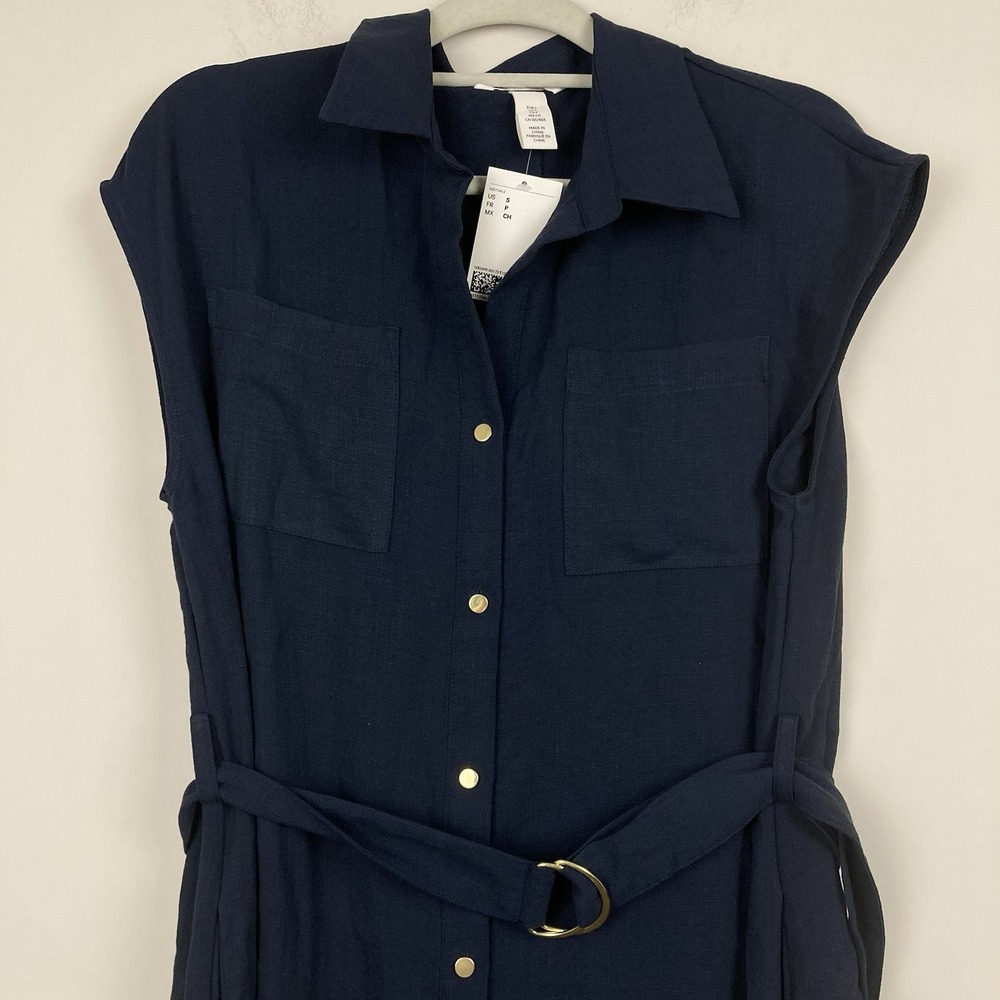 H&M Navy Blue Sleeveless‎ Maxi Dress Size small E081245 - Picture 7 of 12